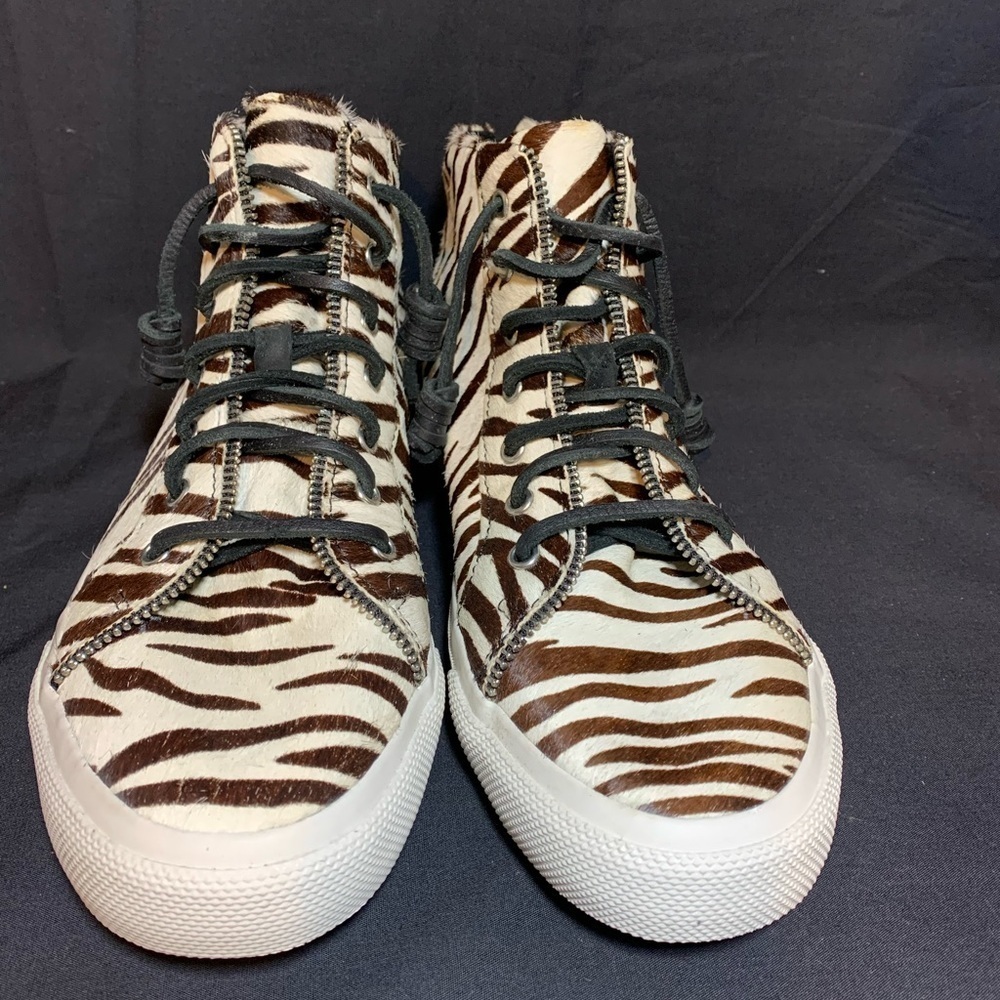 Sperry x Rebecca Minkoff High-Top Sneakers Athletic Zebra Calf hair sz 9 - Picture 3 of 8